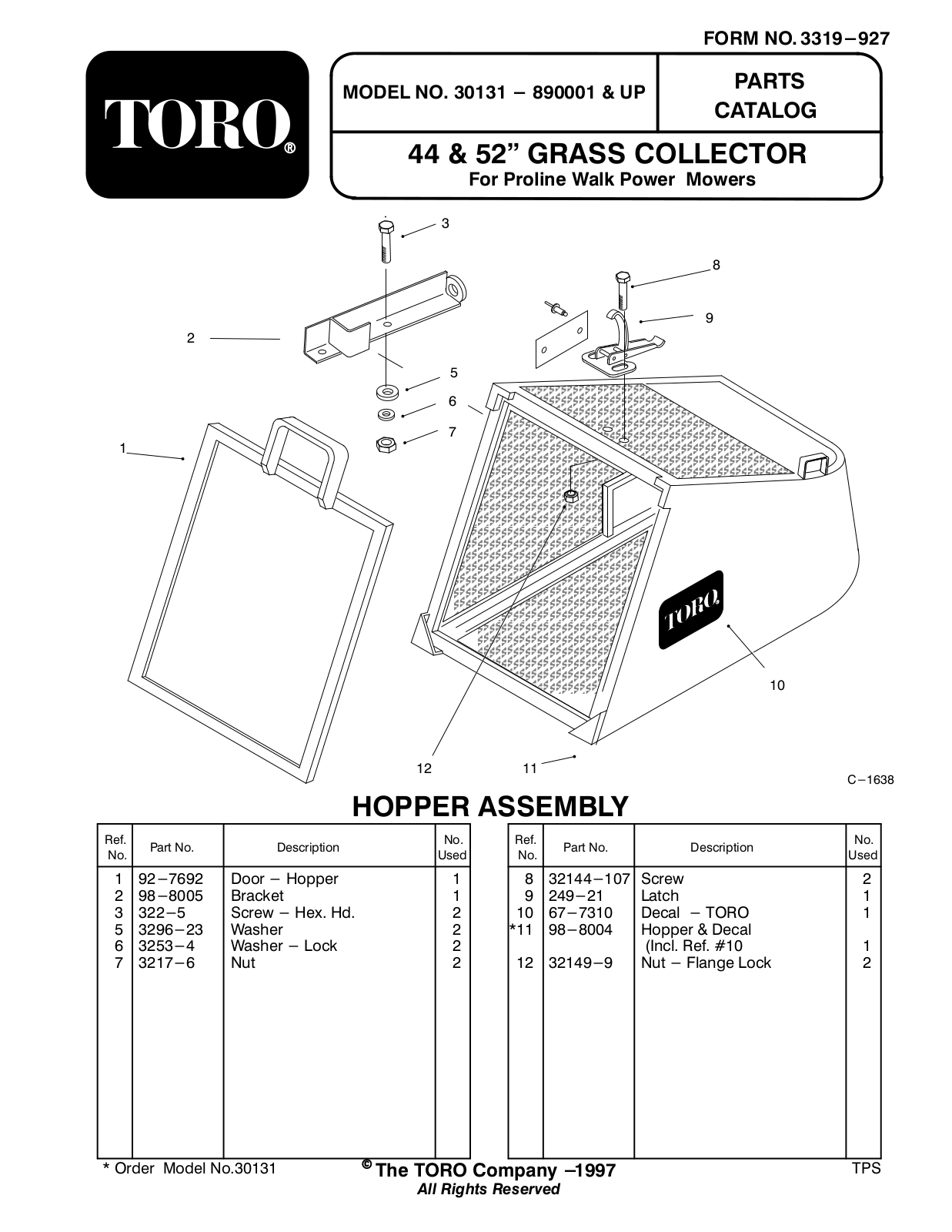 Toro 30131 Parts Catalogue