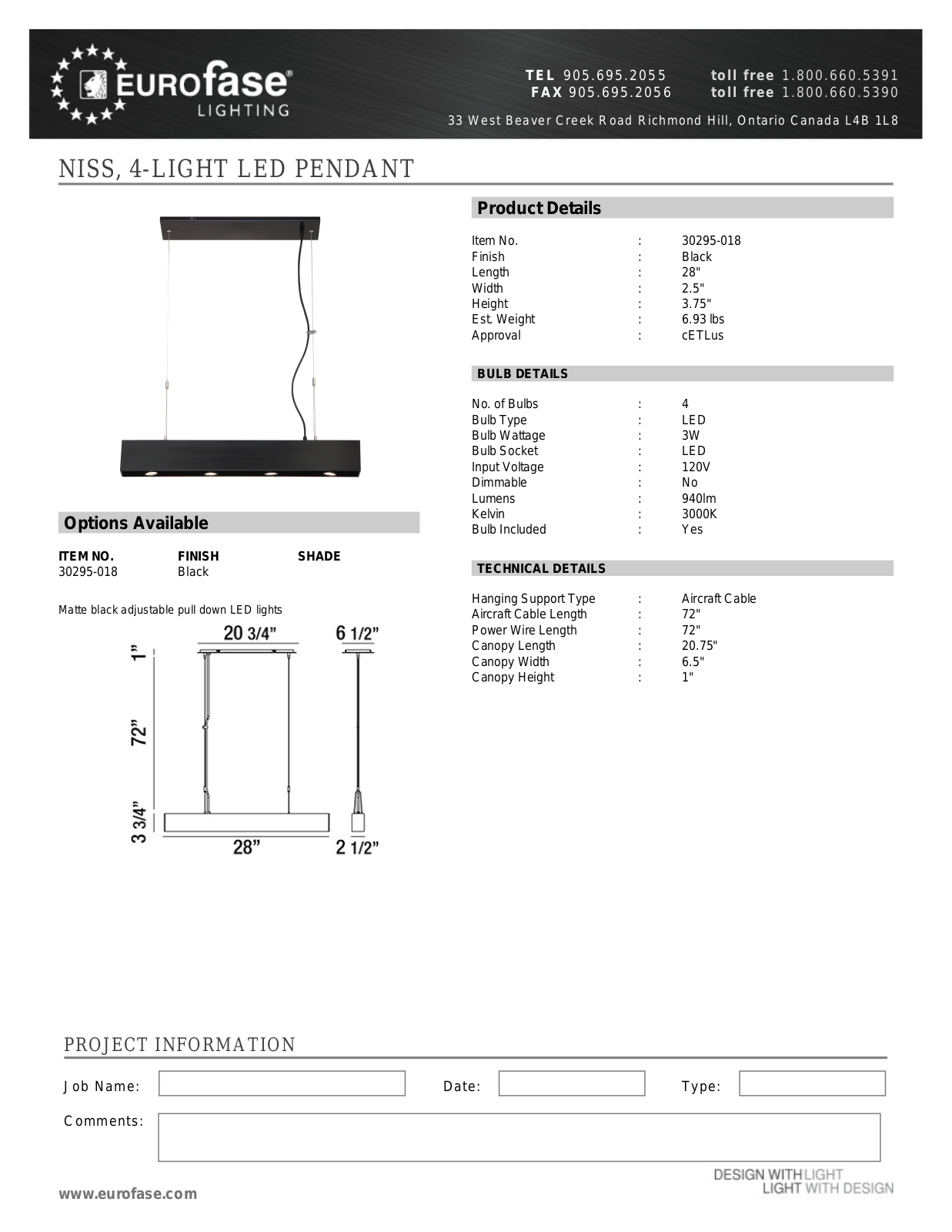Eurofase XEO4091 Specifications - ManualMachine.com