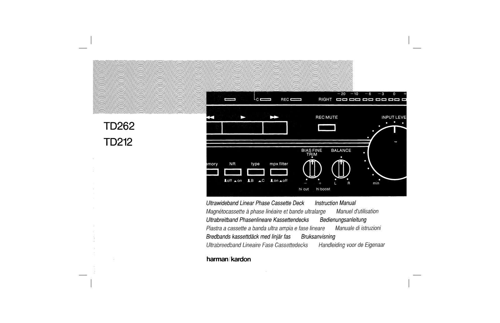 Harman-Kardon TD212, TD262 User Manual