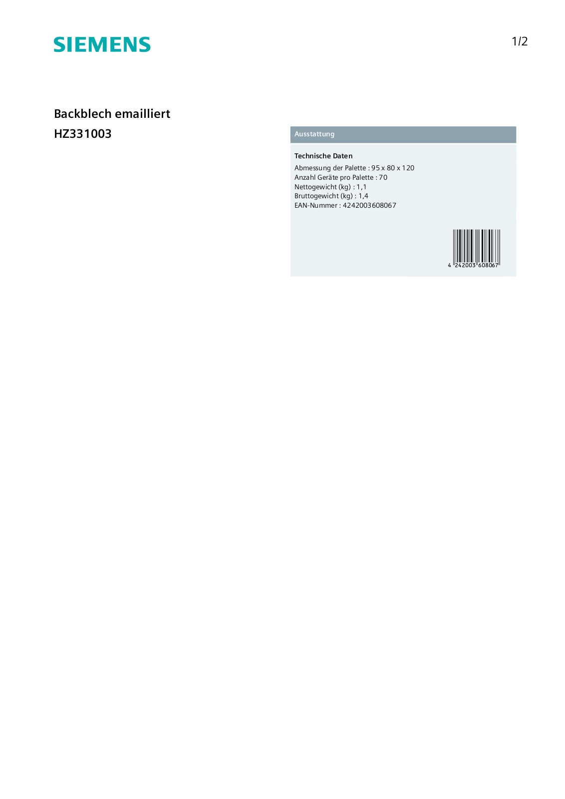 Siemens HZ331003 User Manual