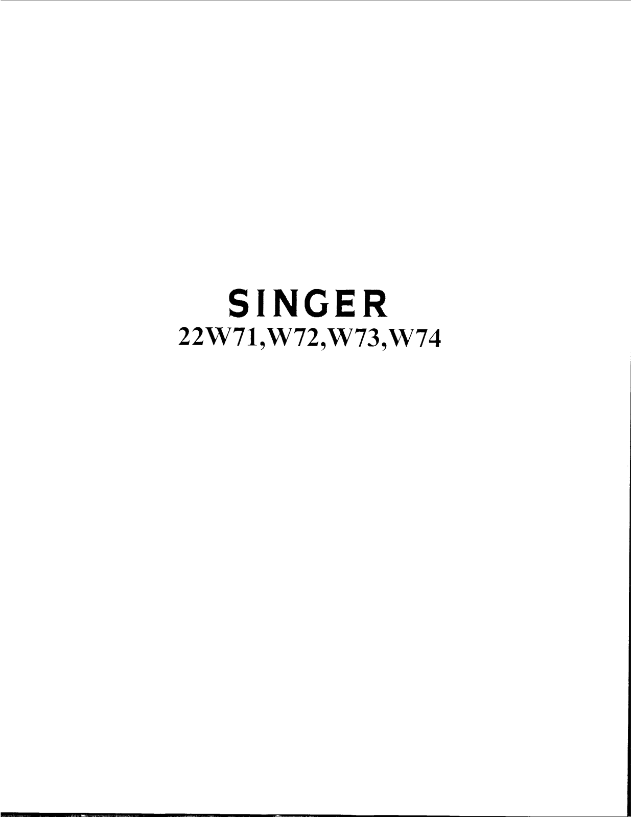Singer 22W74, 22W71, 22W72, 22W73 User Manual