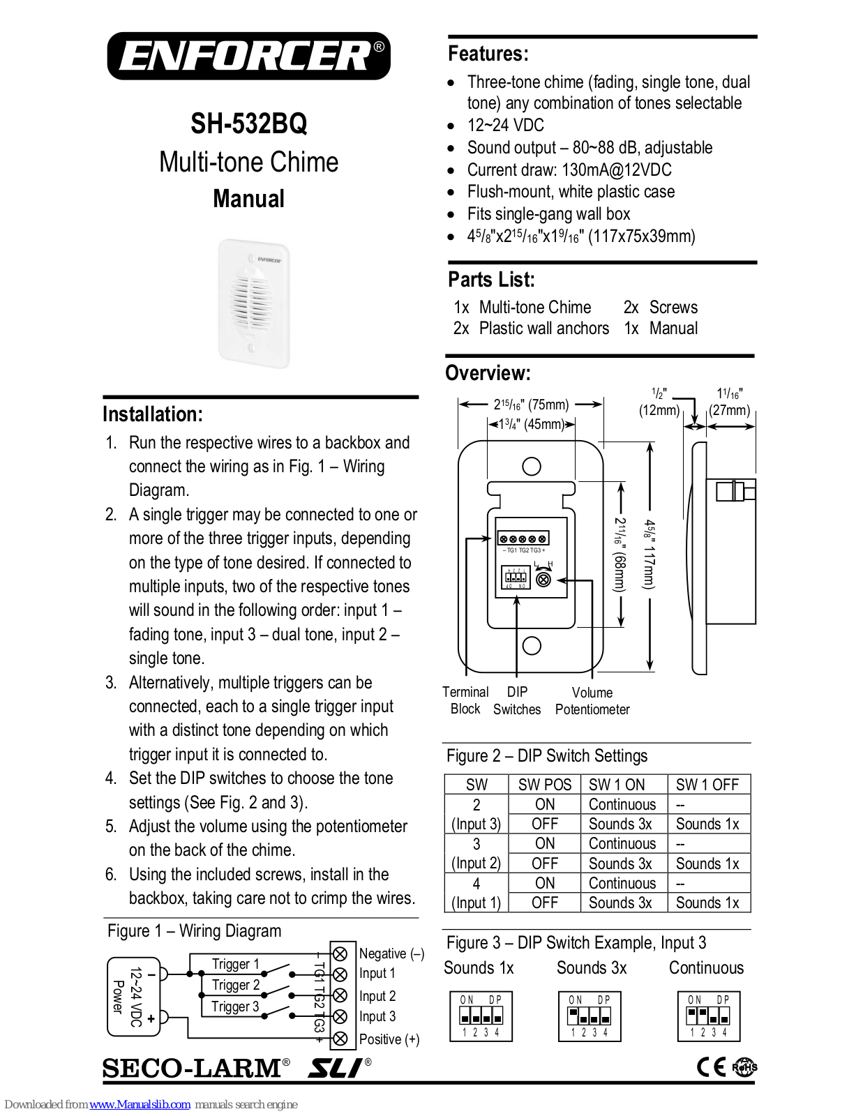 SECO-LARM ENFORCER SH-532BQ User Manual