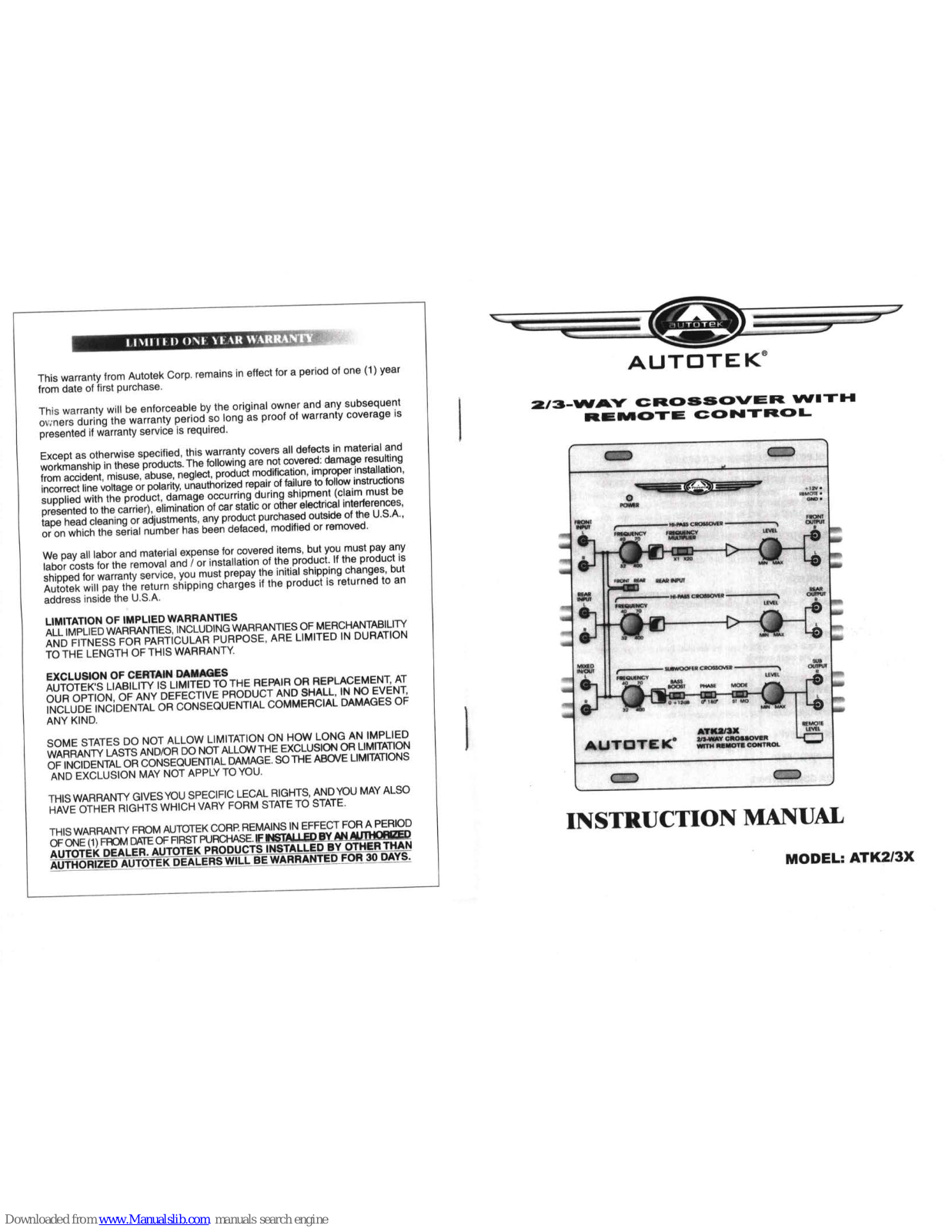 Autotek ATK2X, ATK3X Instruction Manual