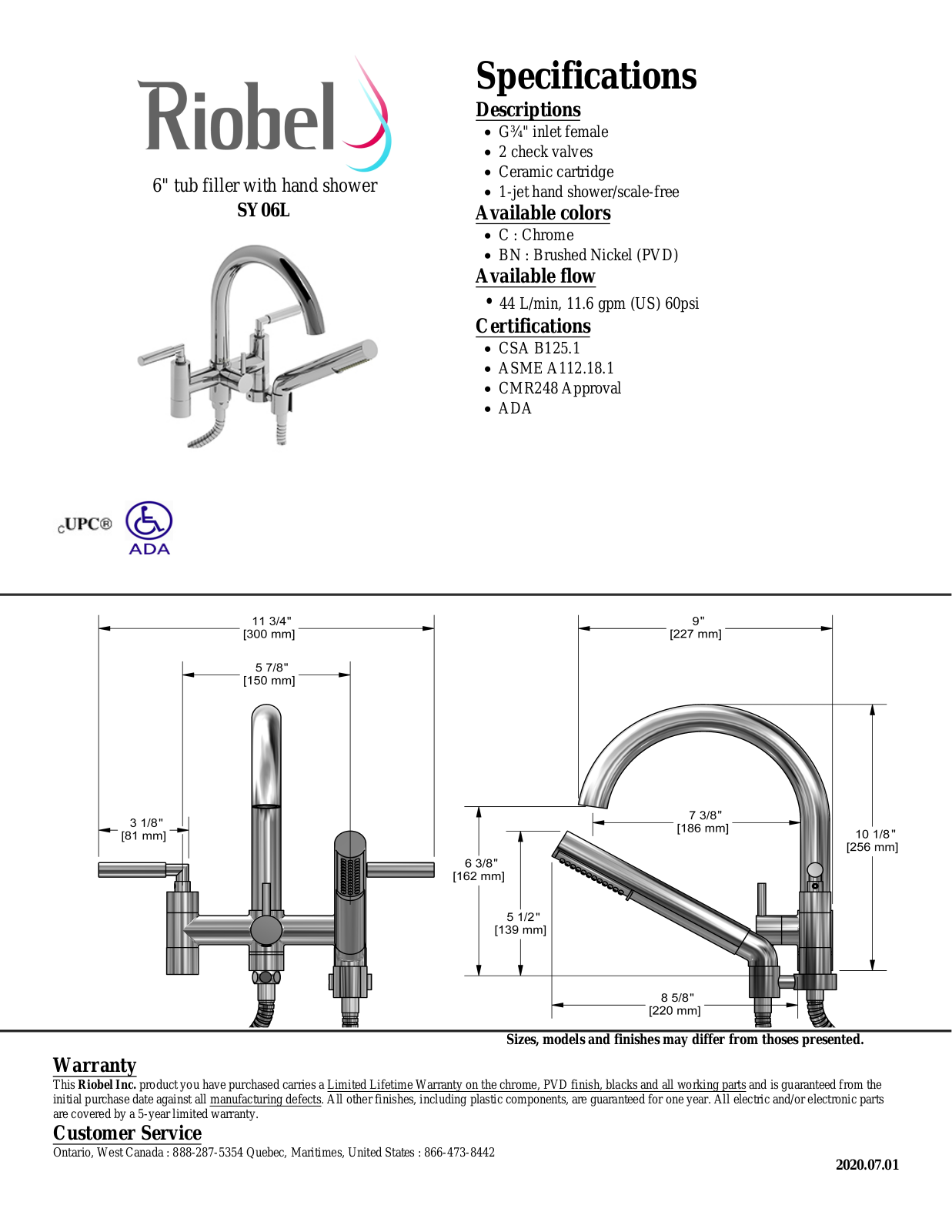 Riobel SY06LC Specifications - ManualMachine.com