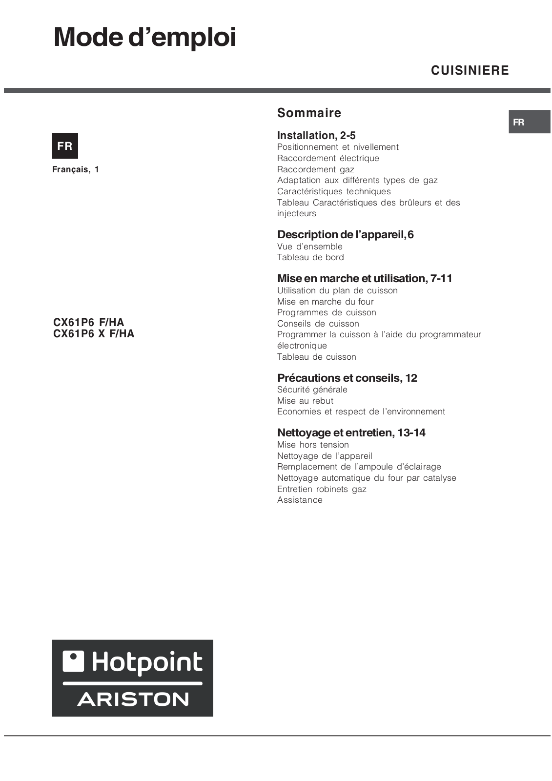 Hotpoint CX61P6 User Manual