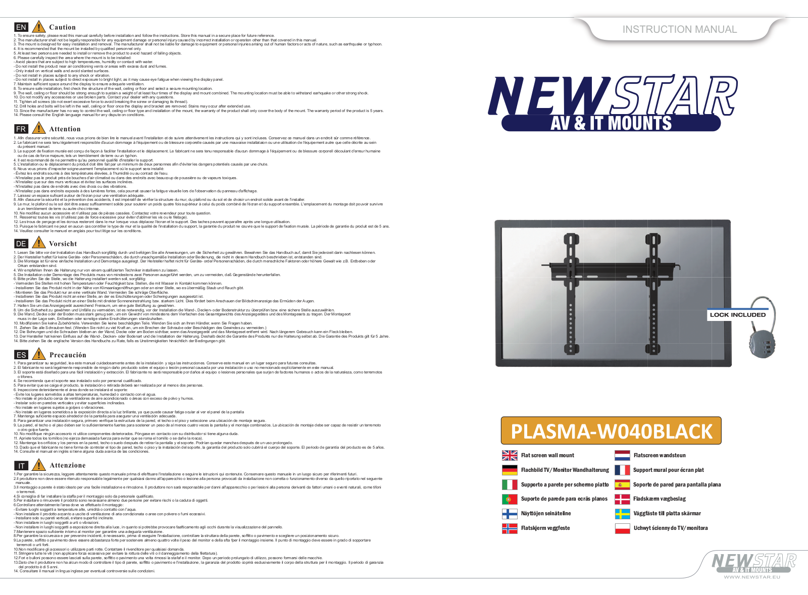 Newstar PLASMA-W040BLACK User Manual