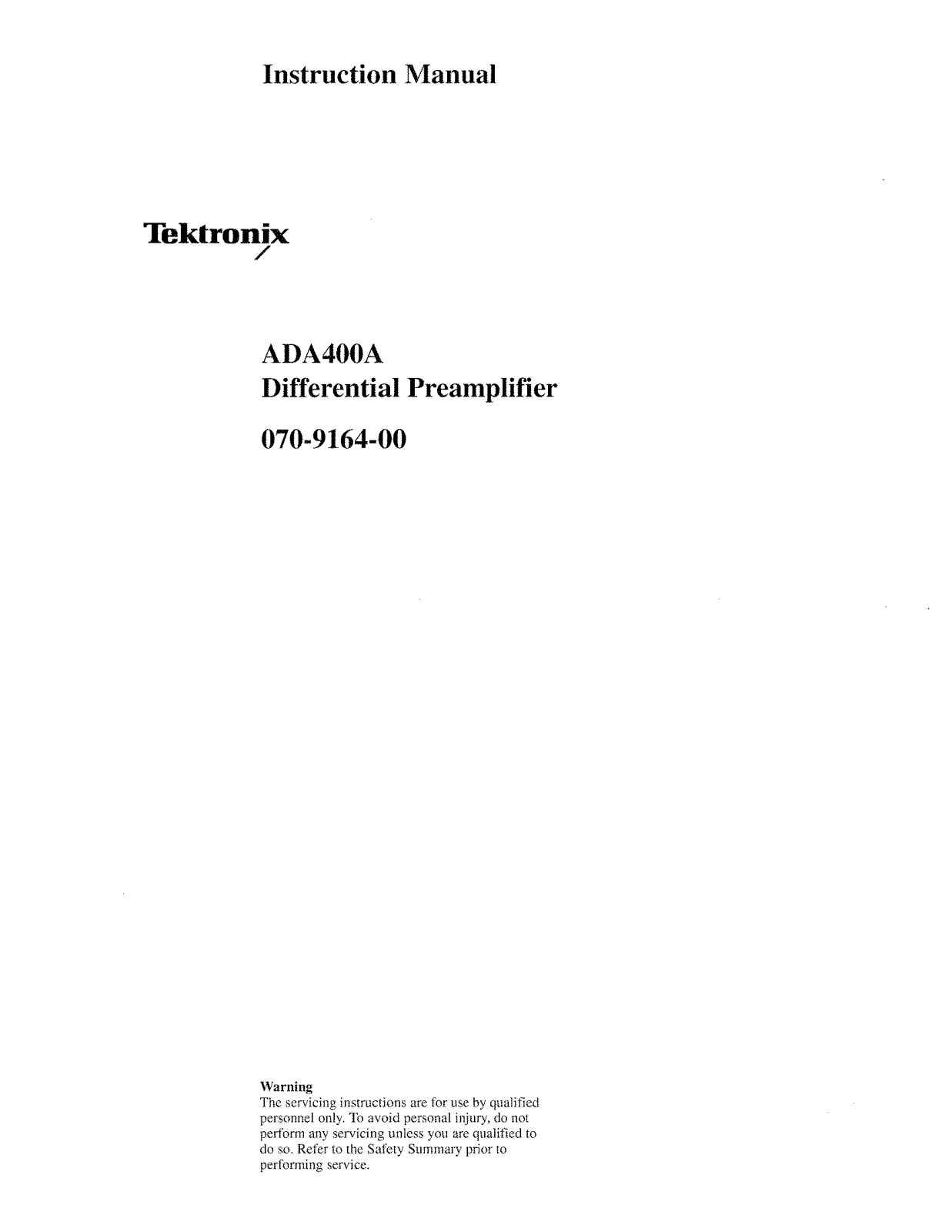 Tektronix ADA400A User Manual