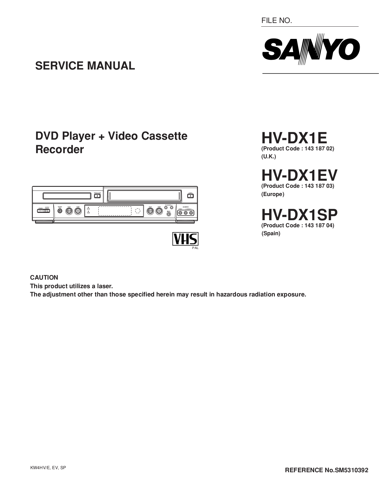 Sanyo HVDX1 VCR Combo Schematic