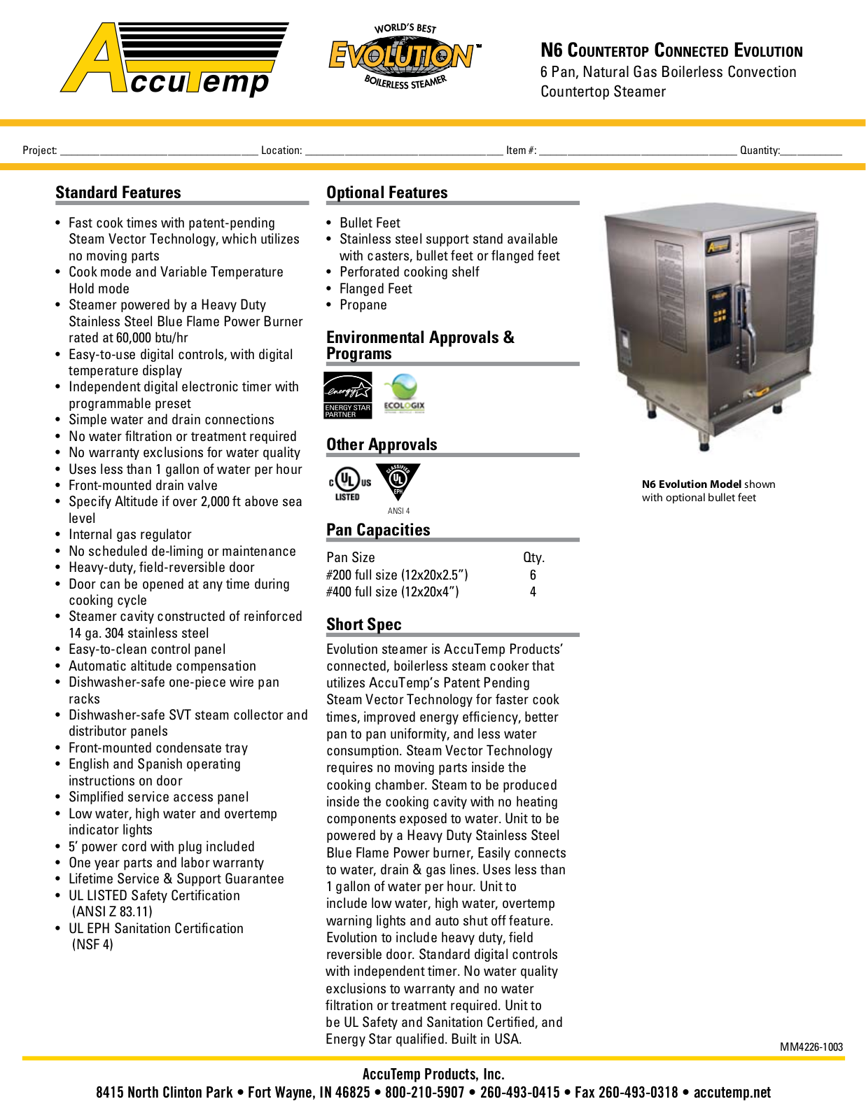 AccuTemp N6-EVOLUTION TT CONNECTED Specifications