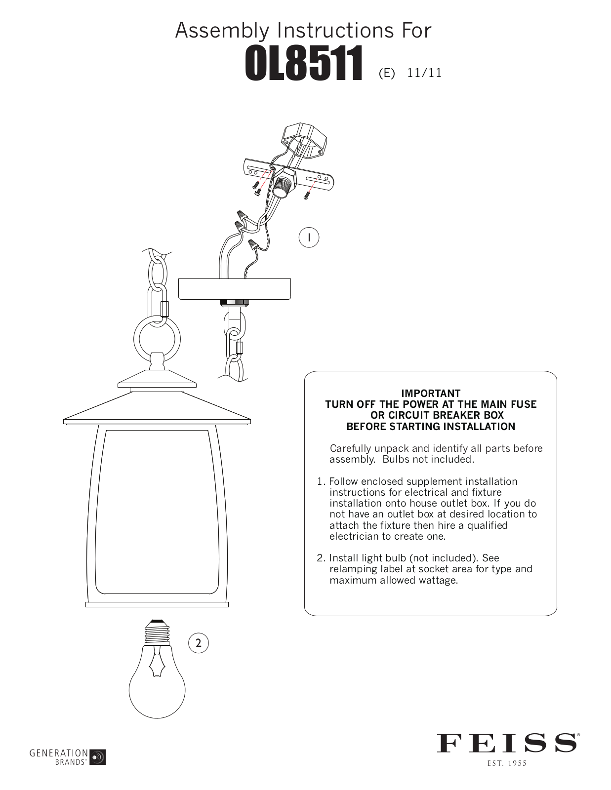 Feiss OL8511 User Manual