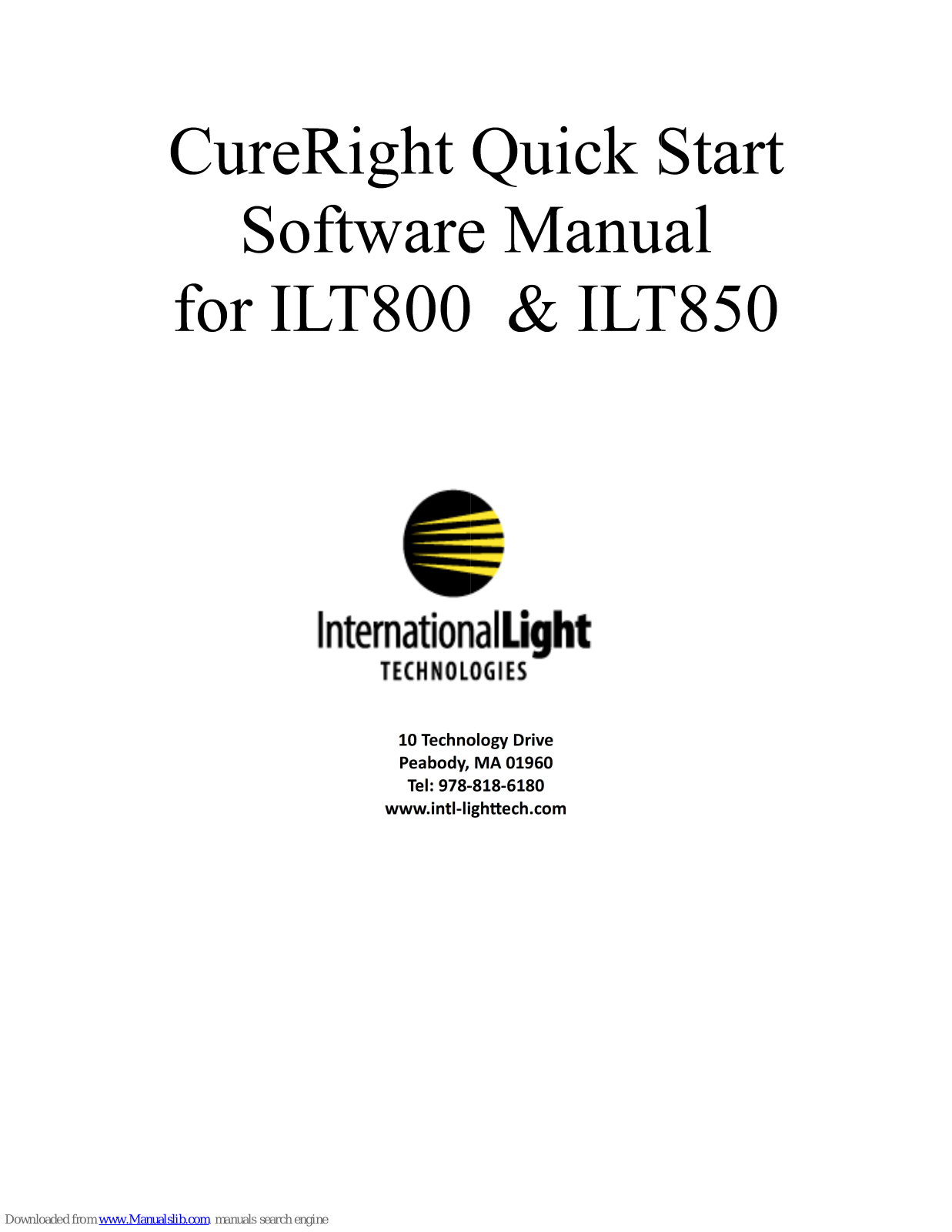 International Light Technologies CureRight ILT800, CureRight ILT850 Quick Start Software Manual - ManualMachine.com