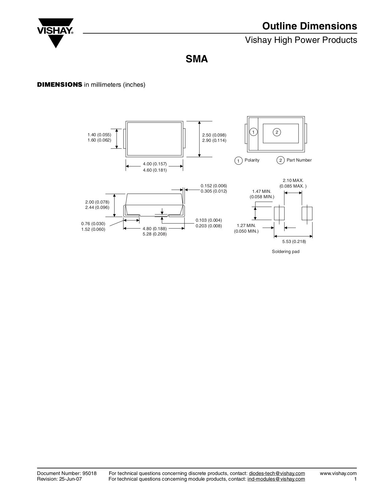 Vishay SMA Dimensions