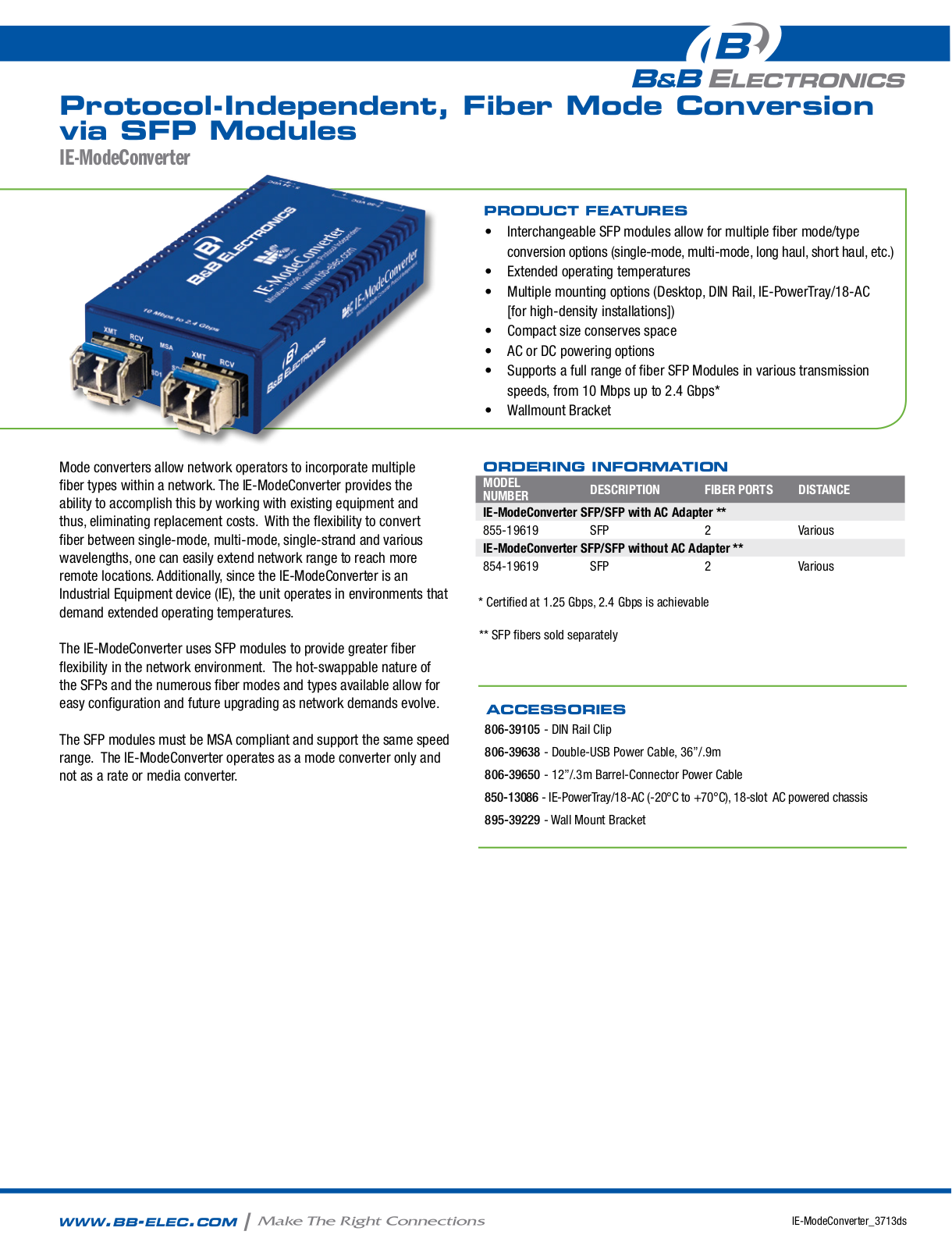 B&B Electronics 855-19619 Datasheet