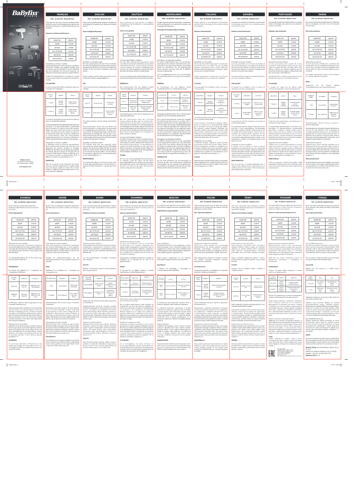 Babyliss 6609E User Manual