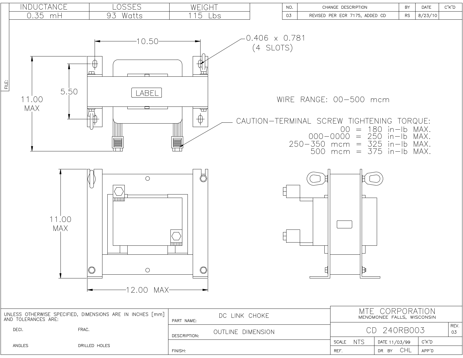 MTE CD 240RB003 CAD Drawings