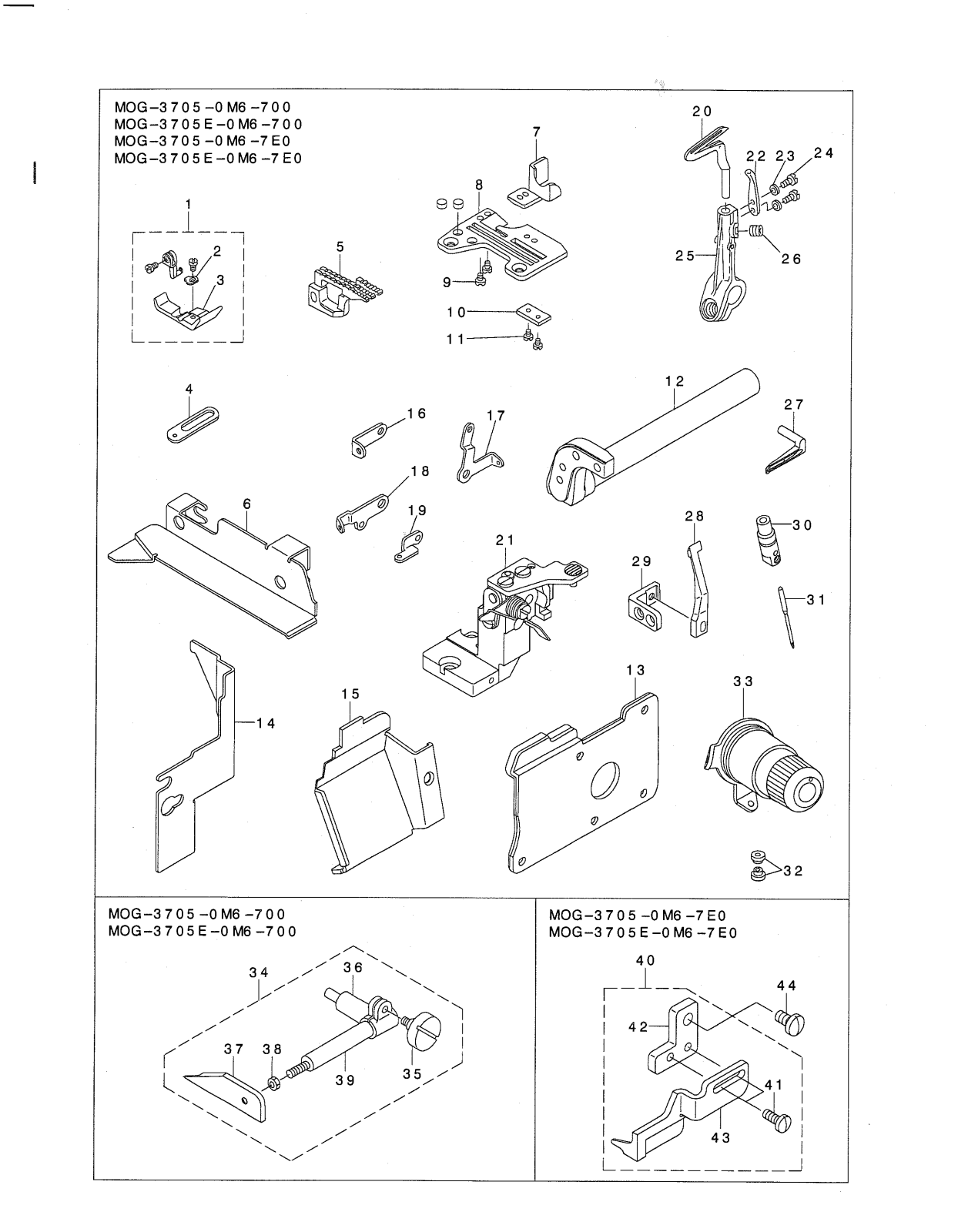 Juki MG-3705-OM6 Parts List