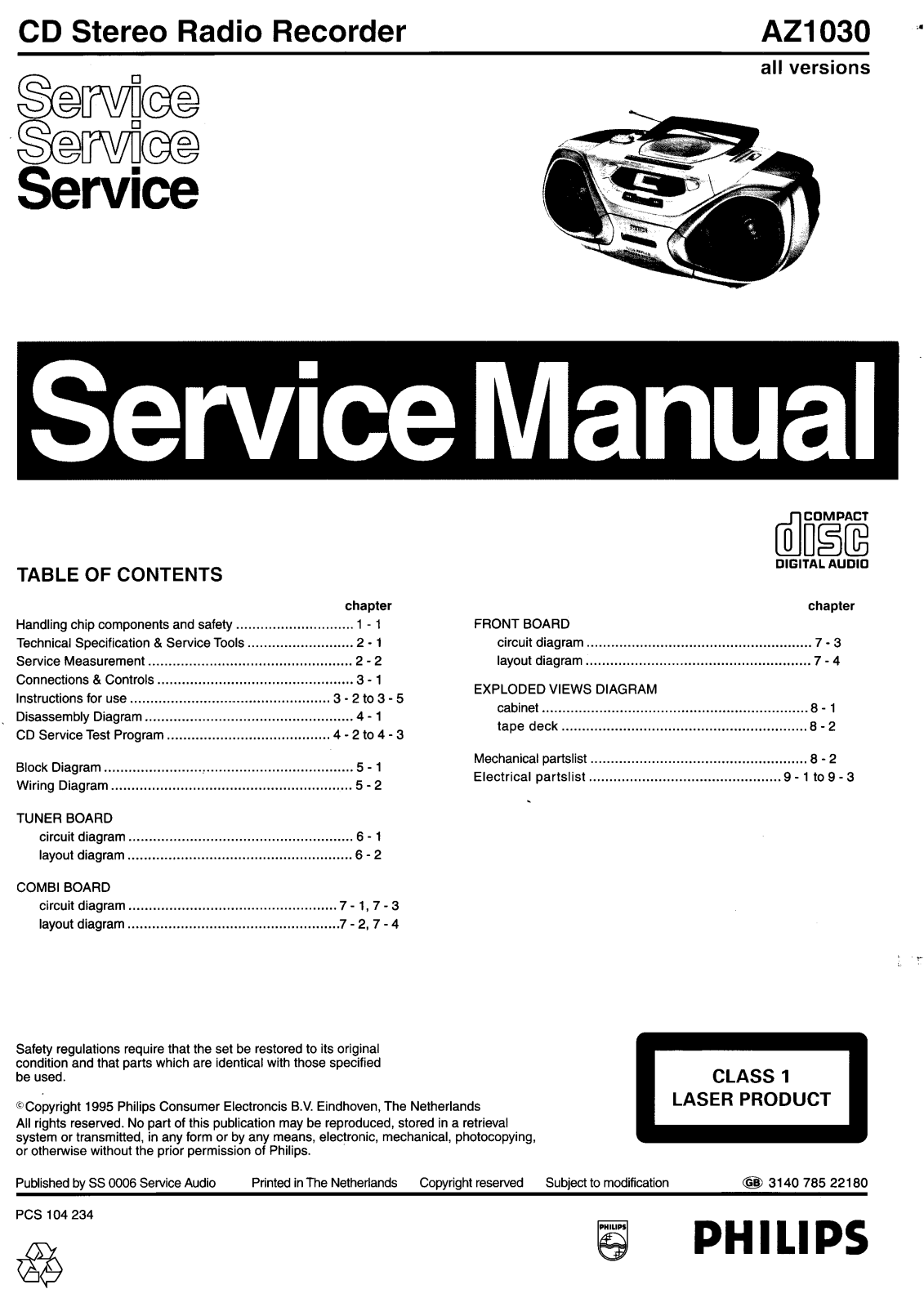 Philips AZ-1030 Service manual