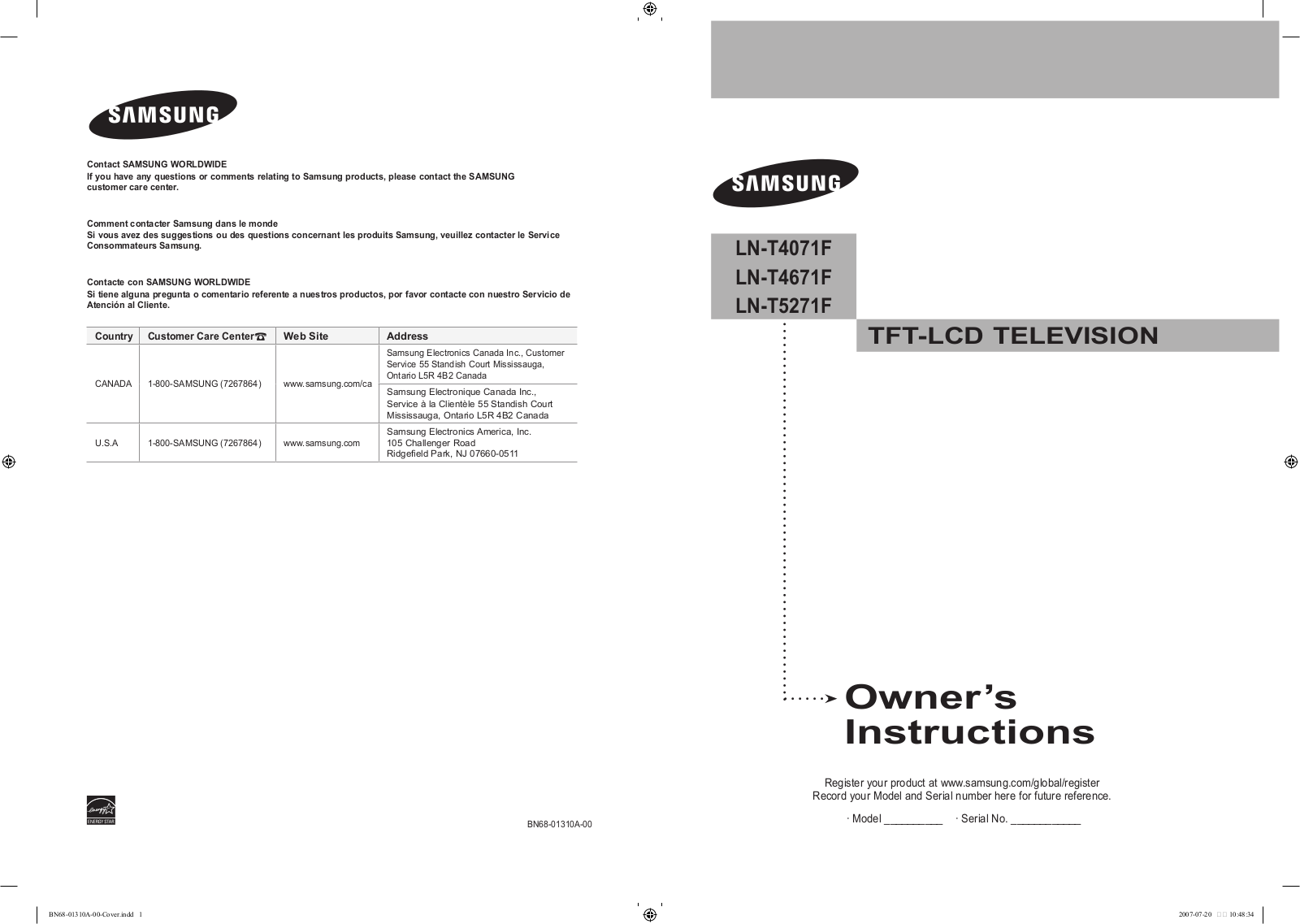 Samsung LNT4671FX-XAA User Manual