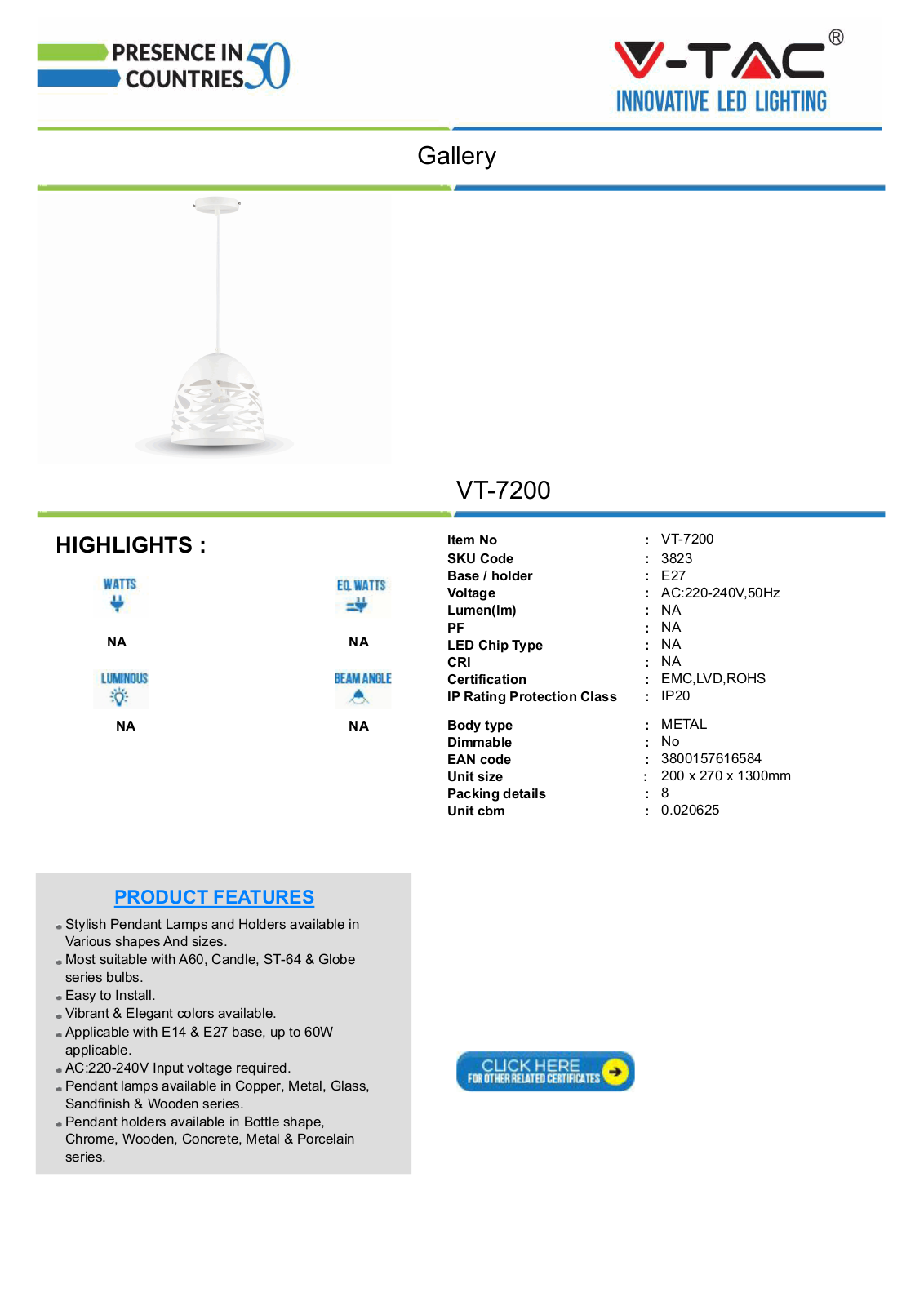 V-TAC VT-3823 Datasheet - ManualMachine.com