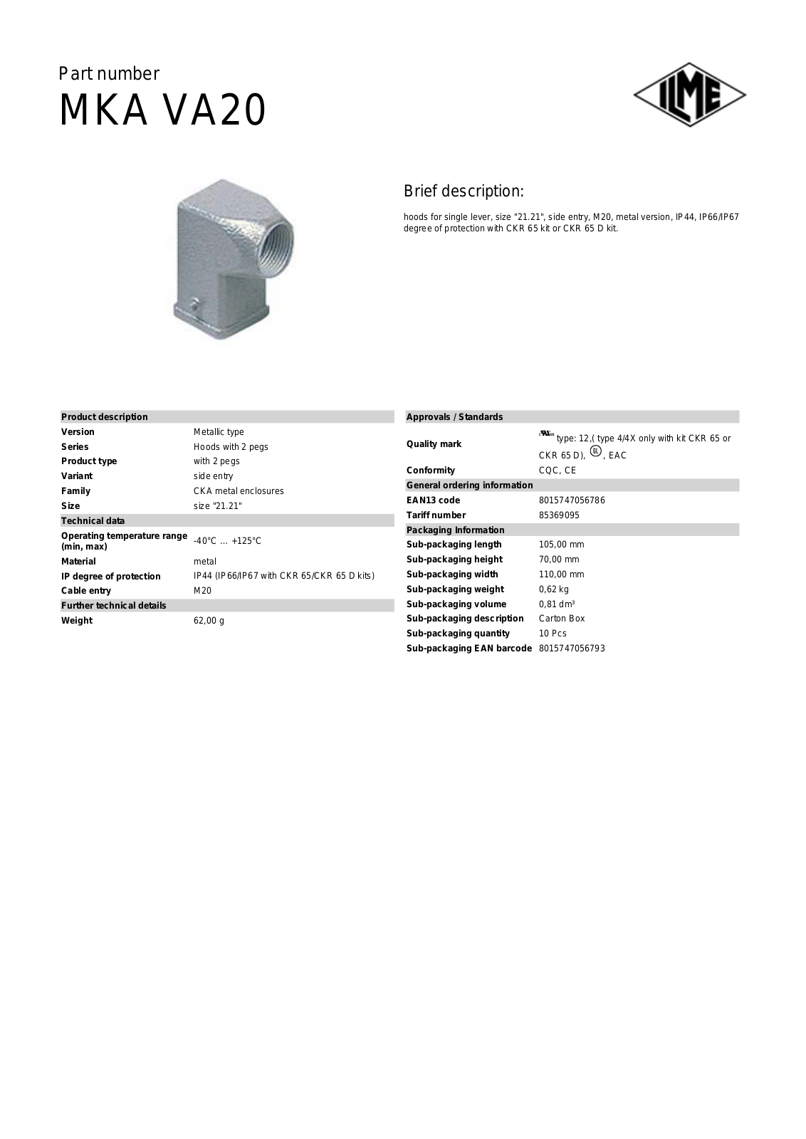 ILME MKA-VA20 Data Sheet