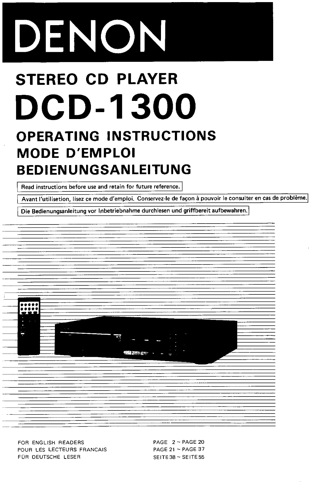 Denon DCD-1300 Owner's Manual