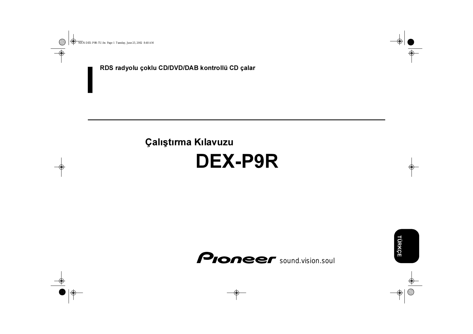 Pioneer DEX-P9R User Manual