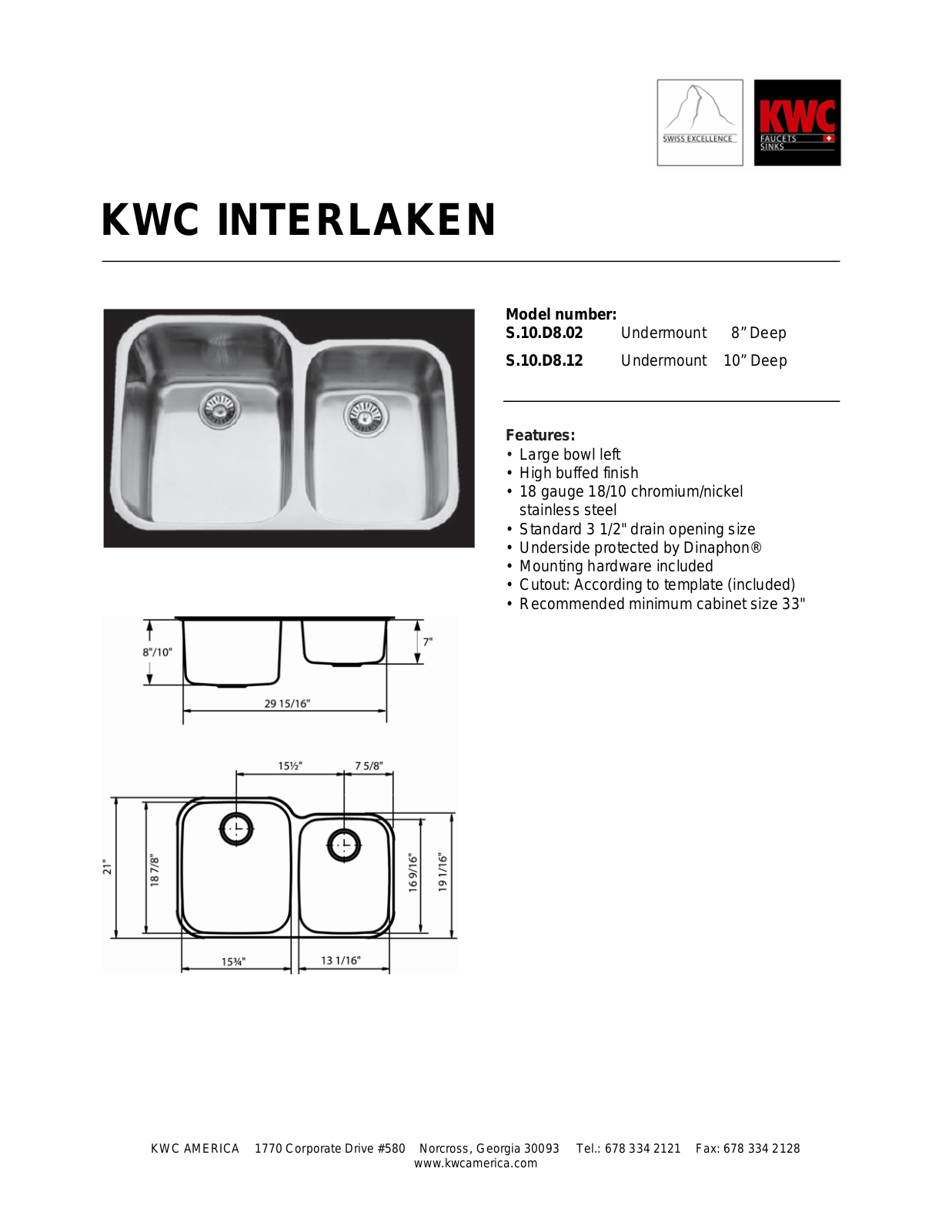 KWC S.10.D8.12, S.10.D8.02 User Manual