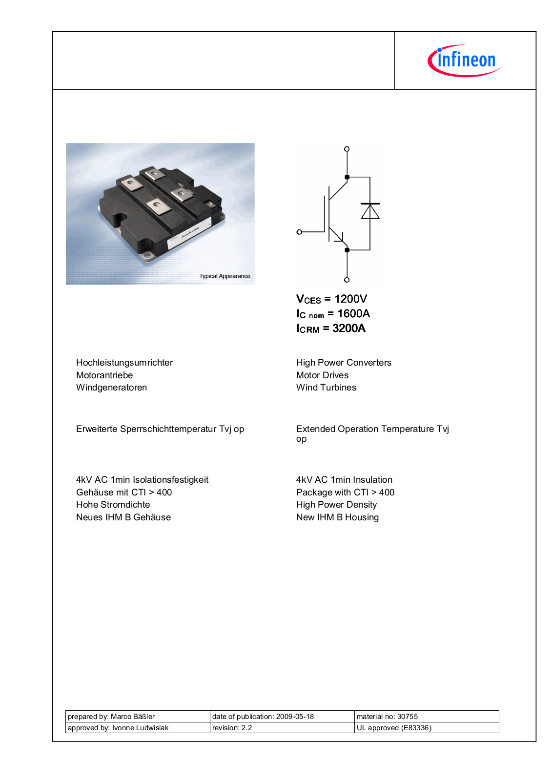 Infineon FZ1600R12HP4 Data Sheet