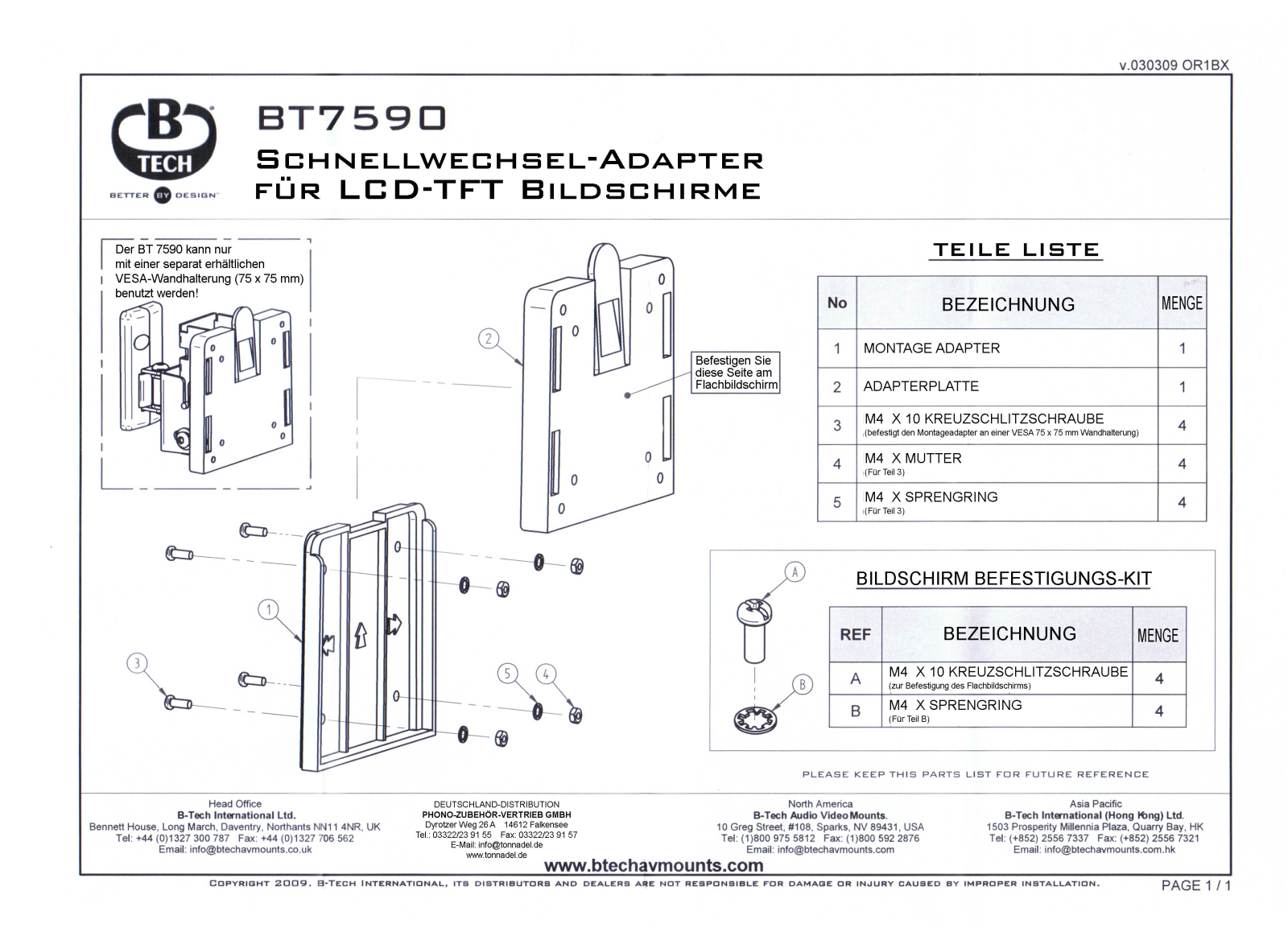 B-Tech BT 7590 User guide