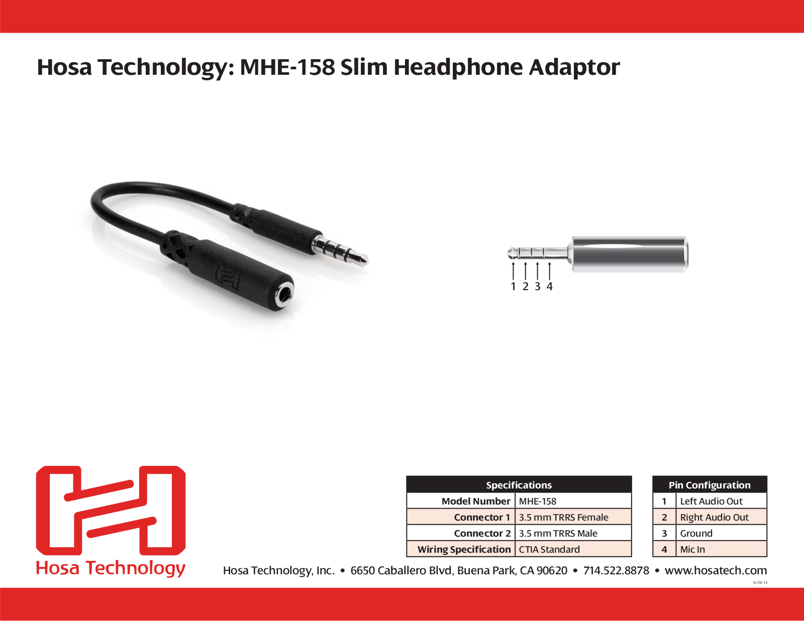 Hosa MHE-158 User Manual