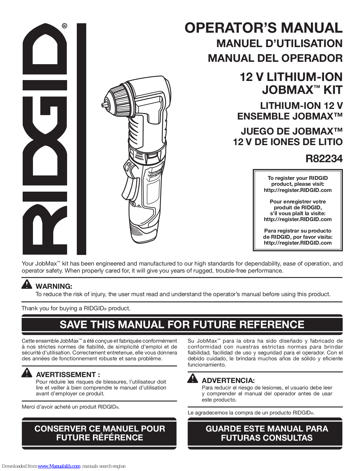 RIDGID R82234 Operator's Manual