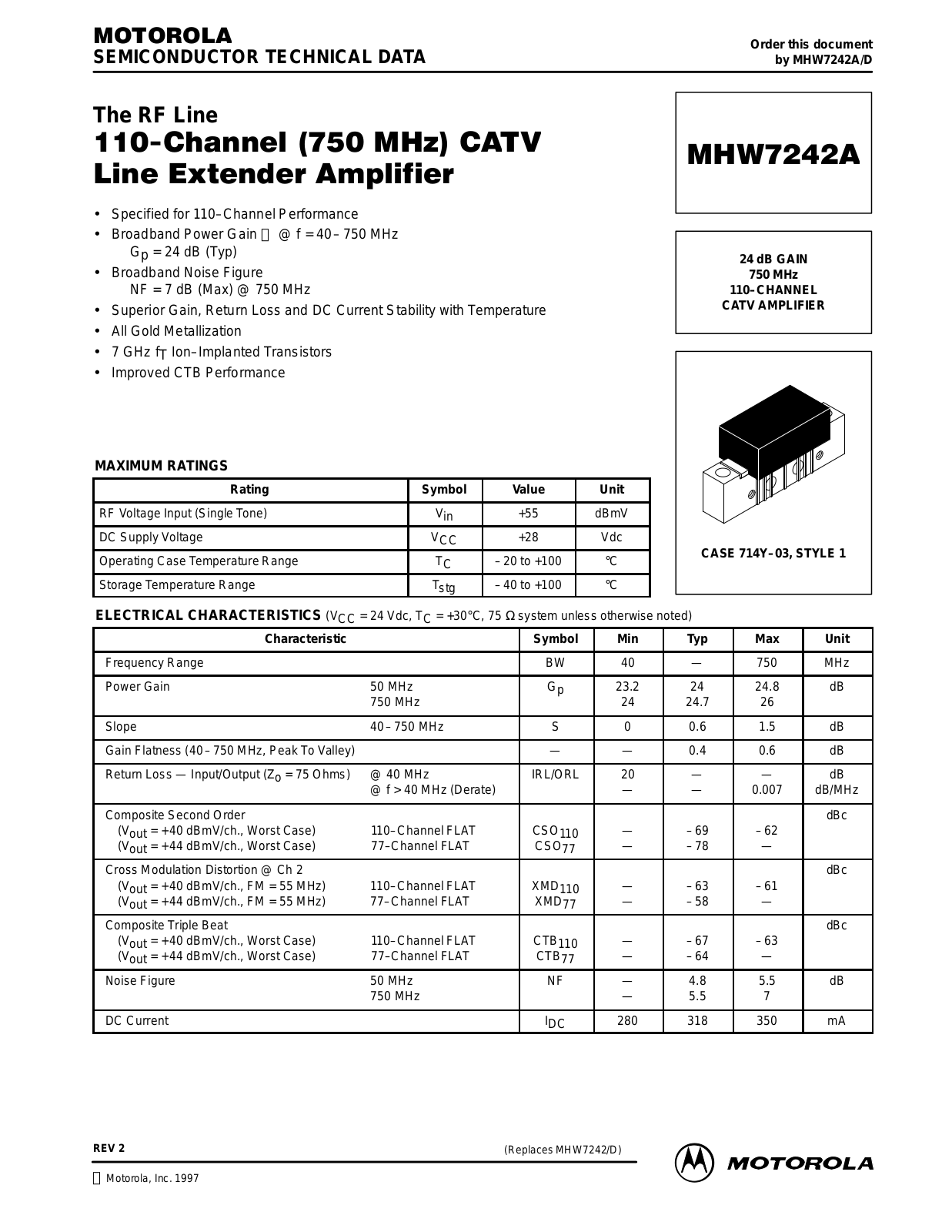 Motorola MHW7242A Datasheet