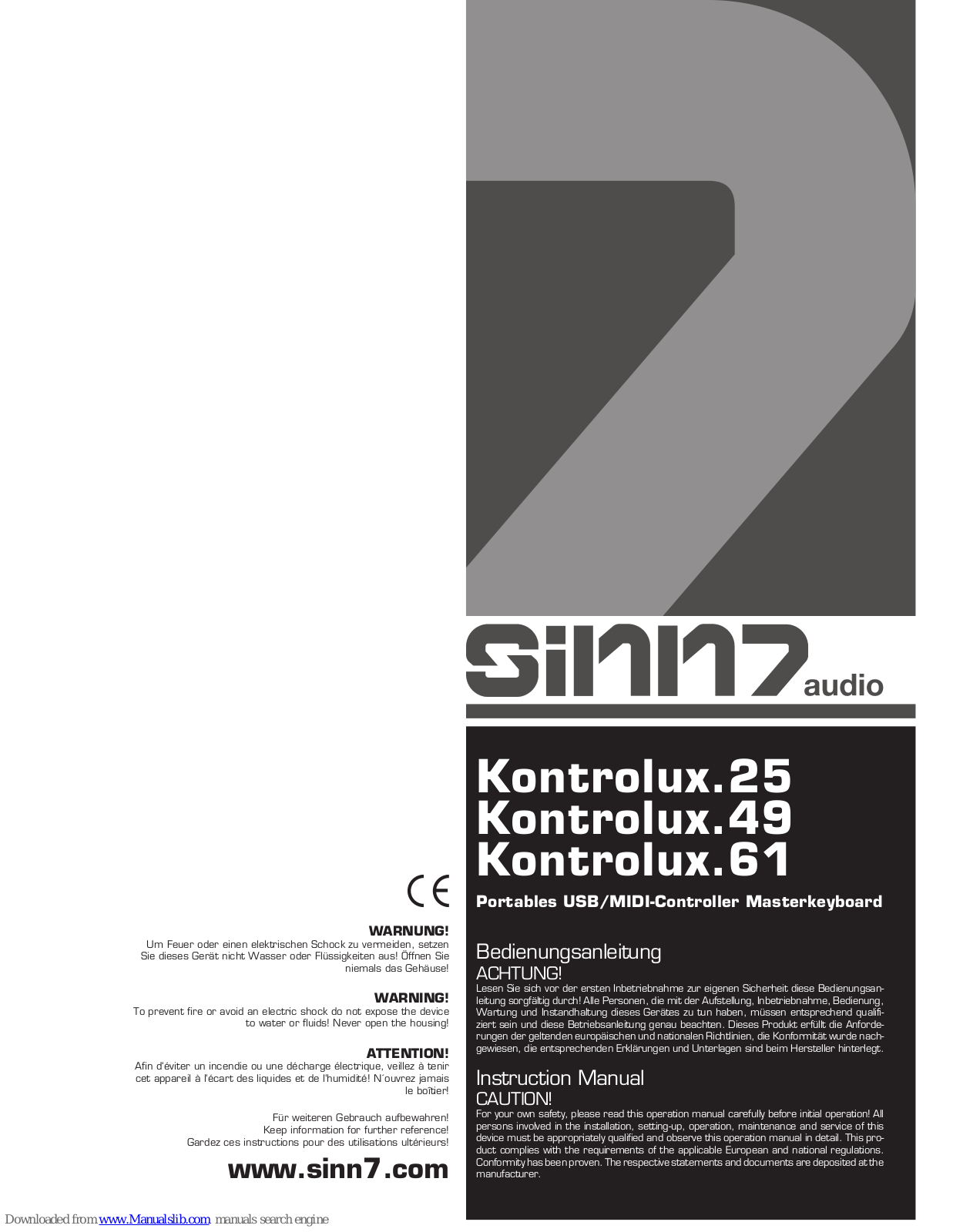 Sinn7 Kontrolux.61,Kontrolux.49,Kontrolux.25 Instruction Manual