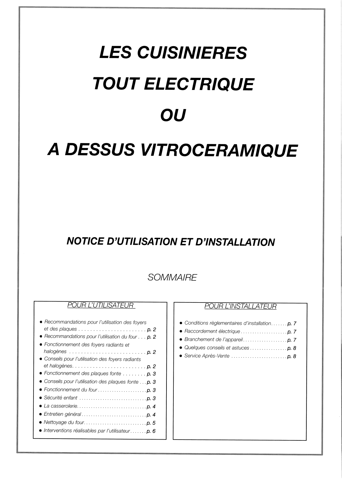 VEDETTE VET61B, ETT51B, ETT55B, EET61B, 58EM User Manual