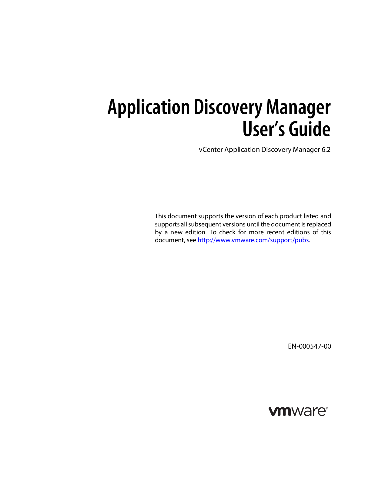 VMware vCenter Application Discovery Manager - 6.2 User’s Guide