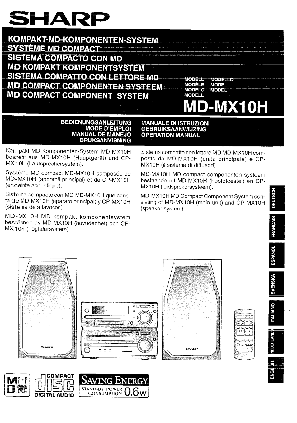 Sharp MD-MX10H User Manual