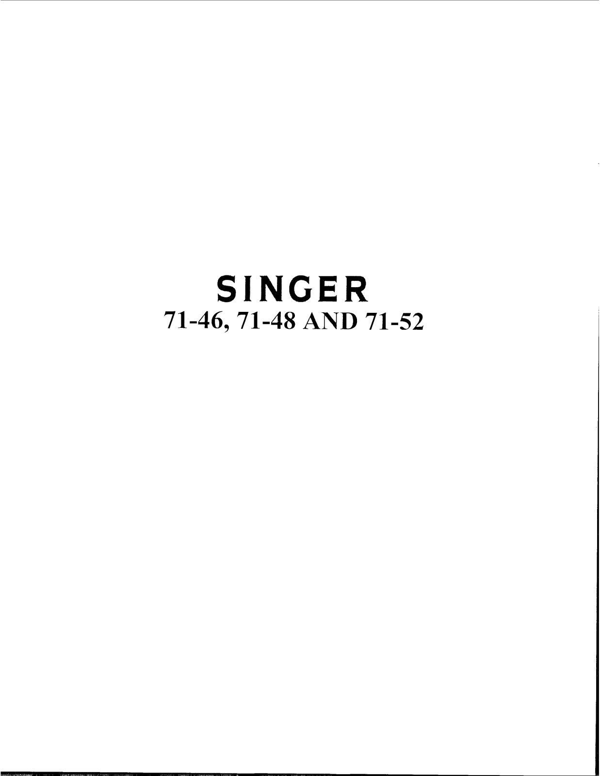 Singer 71-46, 71-48, 71-52 Instruction Manual