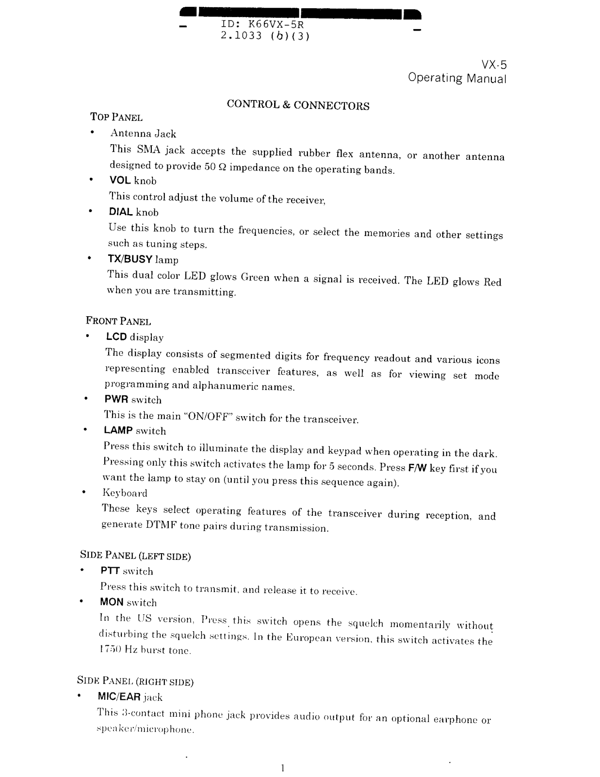 Yaesu Musen VX 5R User Manual