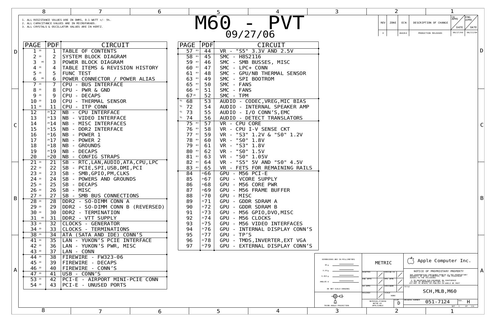 Apple iMac A1207-M60-PVT-MLB-051-7124-RevH Schematic