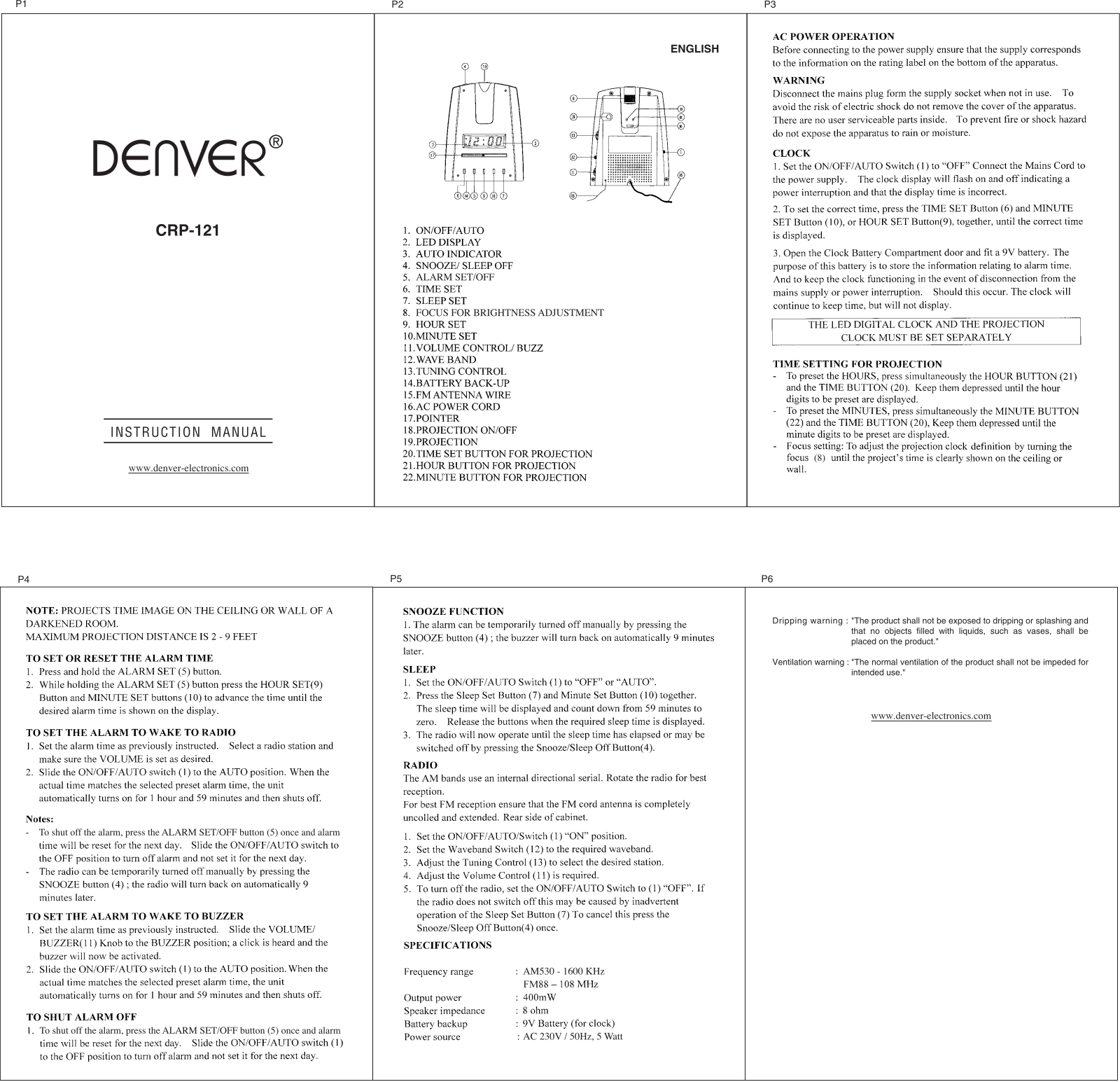 Denver CRP-121 User Manual