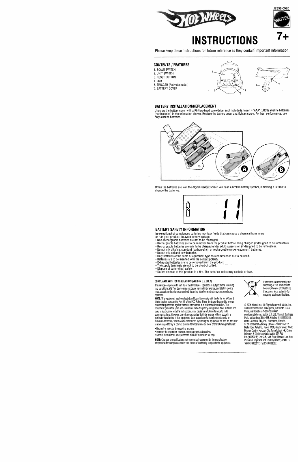 Fisher-Price J2358 Instruction Sheet