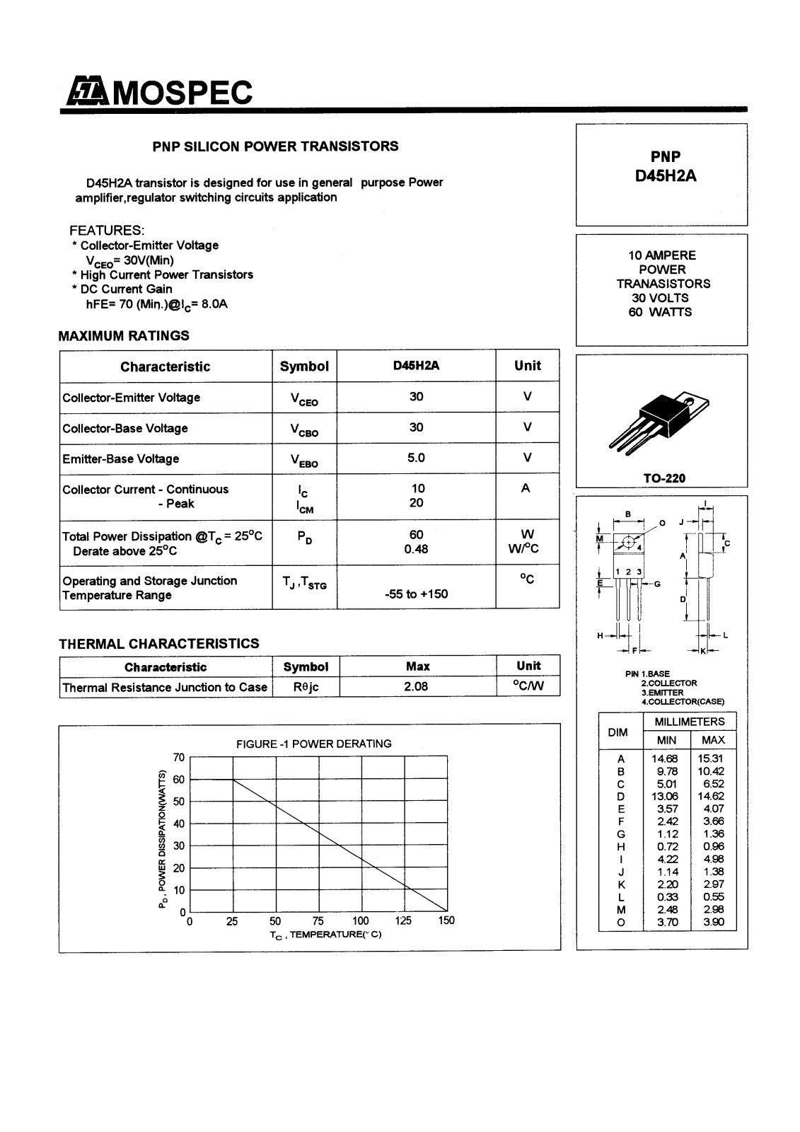 MOSPEC D45H2A Datasheet