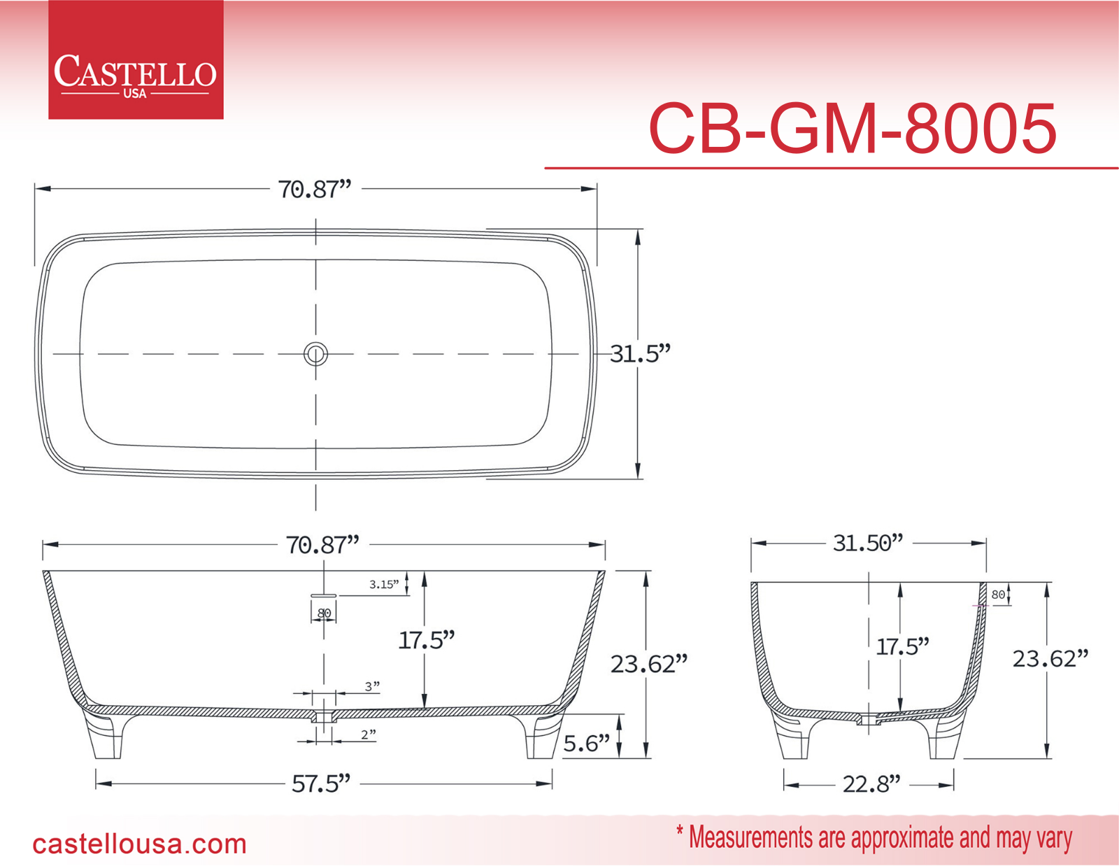 CastelloUSA CAUS1024 Dimensions - ManualMachine.com
