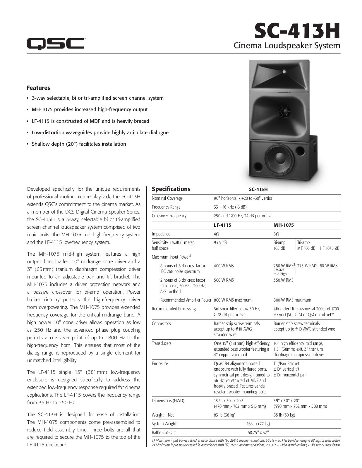 QSC SC-413-H Brochure