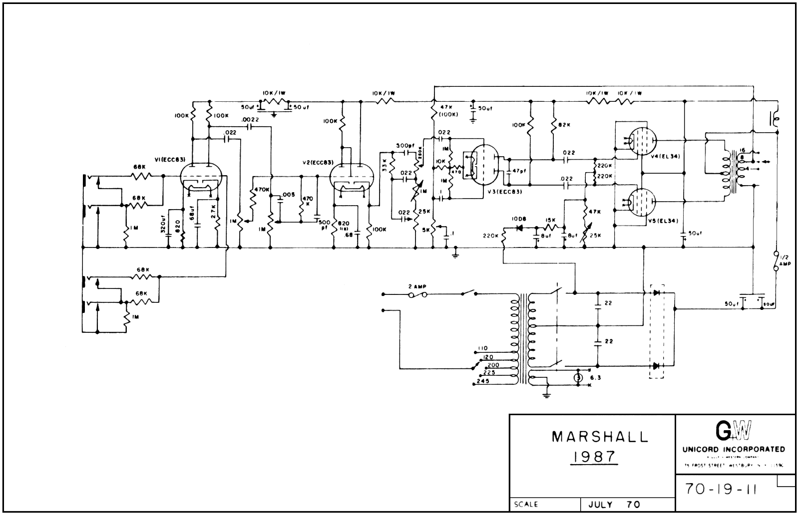 Marshall 1987-50W Schematic