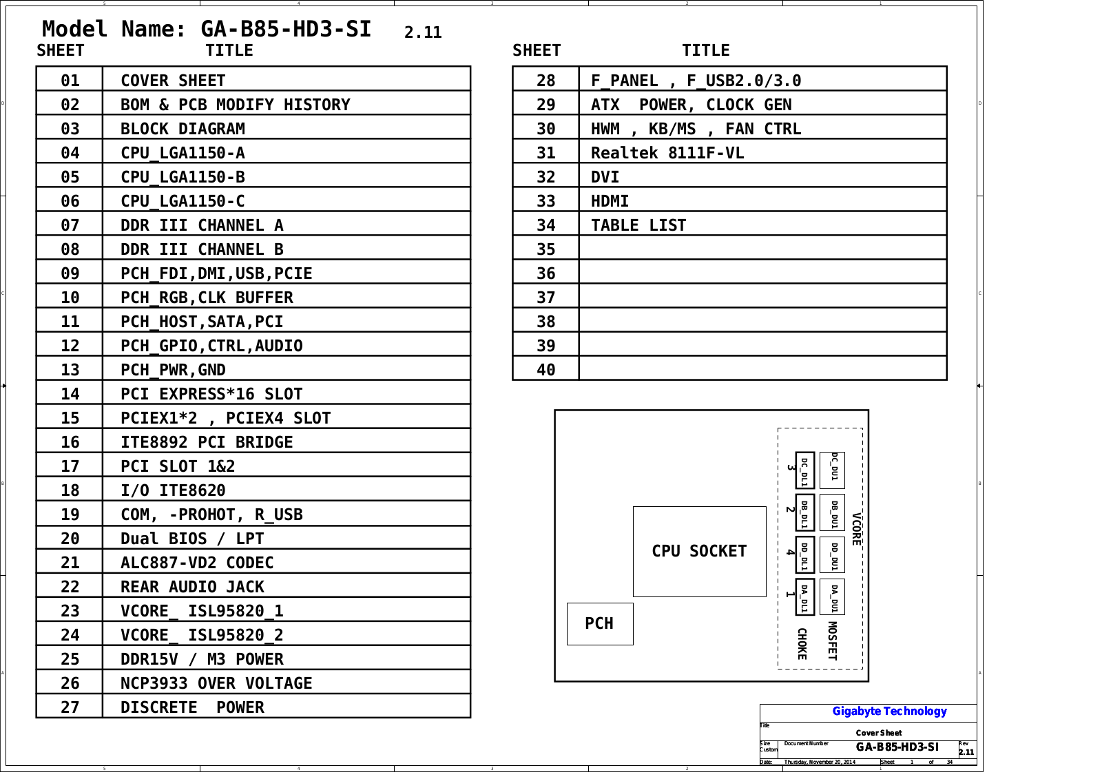 Gigabyte GA-B85-HD3-SI Schematic rev.2.11