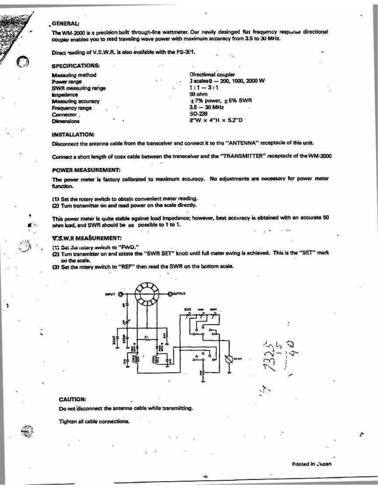 Swan WM-2000 User Manual (PAGE 2)