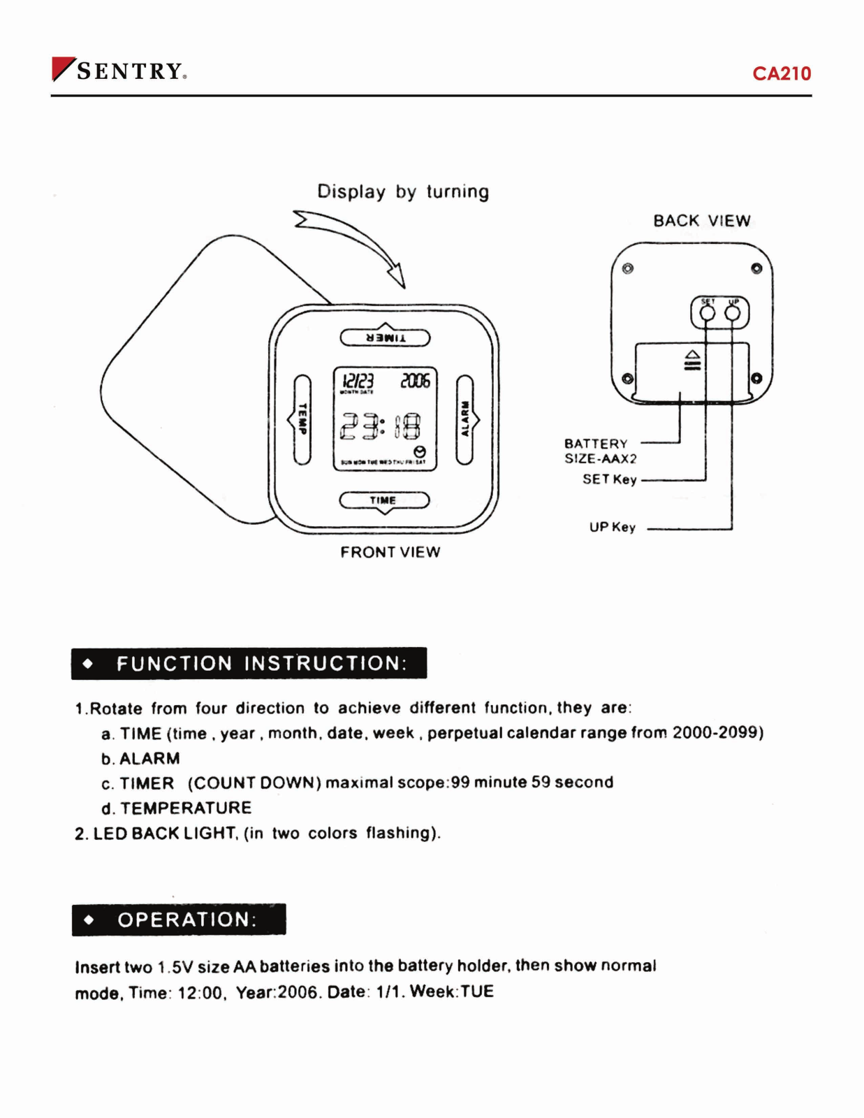 Sentry Industries CA210 User Manual