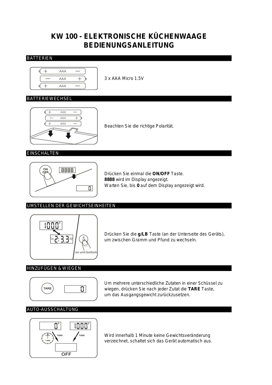 Techno Line KW 100 Operating Instructions