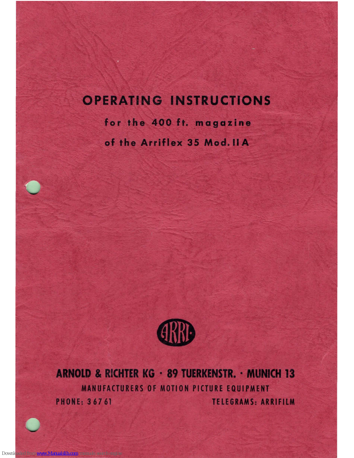 ARRI 400 Operating Instructions Manual - ManualMachine.com